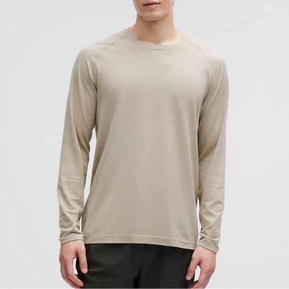 Lululemon Raw Linen/White Metal Vent Tech Long Sleeve Tee Size Small NWT - Picture 1 of 7
